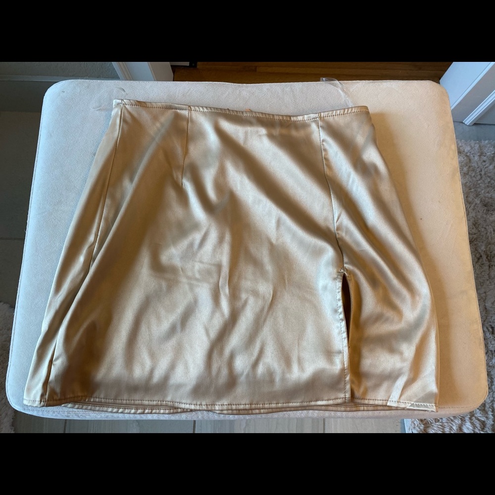Tan slit skirt